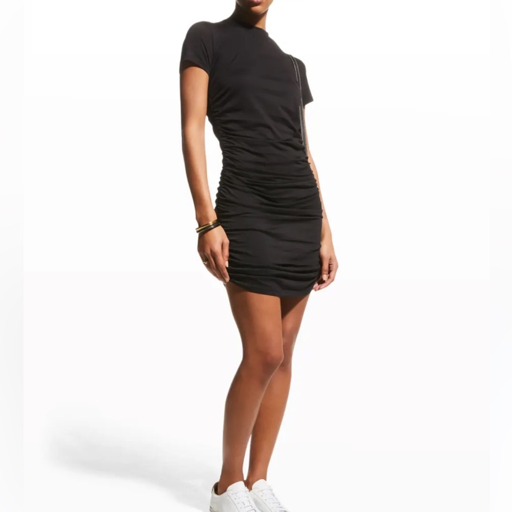 NWT Theory Apex Ruched Crewneck Tee Dress in Black | Size P (00/0)